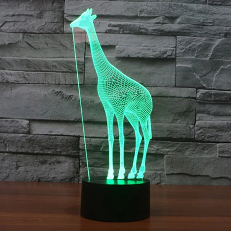 7-farbige Verfärbung Kreative Visuelle Stereo Lampe Schreibtischlampe Nachtlicht, Giraffen-Stil