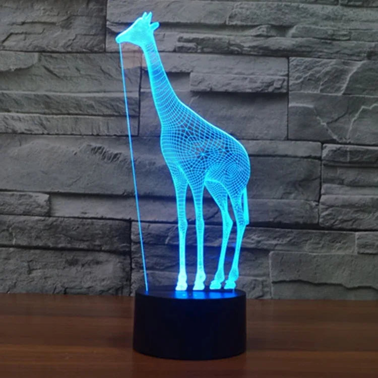 7-farbige Verfärbung Kreative Visuelle Stereo Lampe Schreibtischlampe Nachtlicht, Giraffen-Stil
