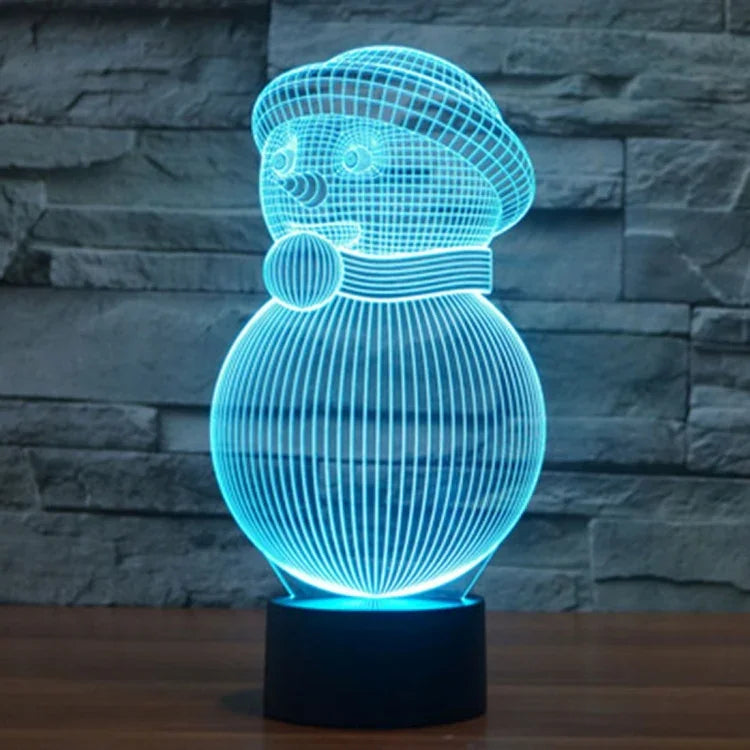 7 Farb-Verfärbung Kreative Visuelle Stereo Lampe Schreibtischlampe Nachtlicht, Schneemann-Stil