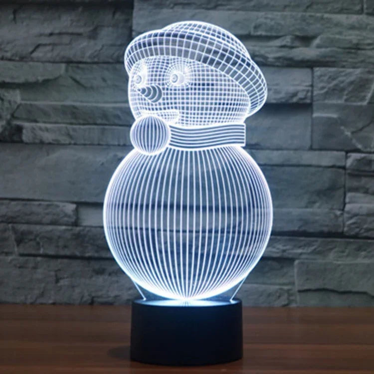 7 Farb-Verfärbung Kreative Visuelle Stereo Lampe Schreibtischlampe Nachtlicht, Schneemann-Stil