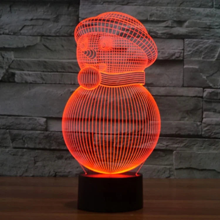 7 Farb-Verfärbung Kreative Visuelle Stereo Lampe Schreibtischlampe Nachtlicht, Schneemann-Stil