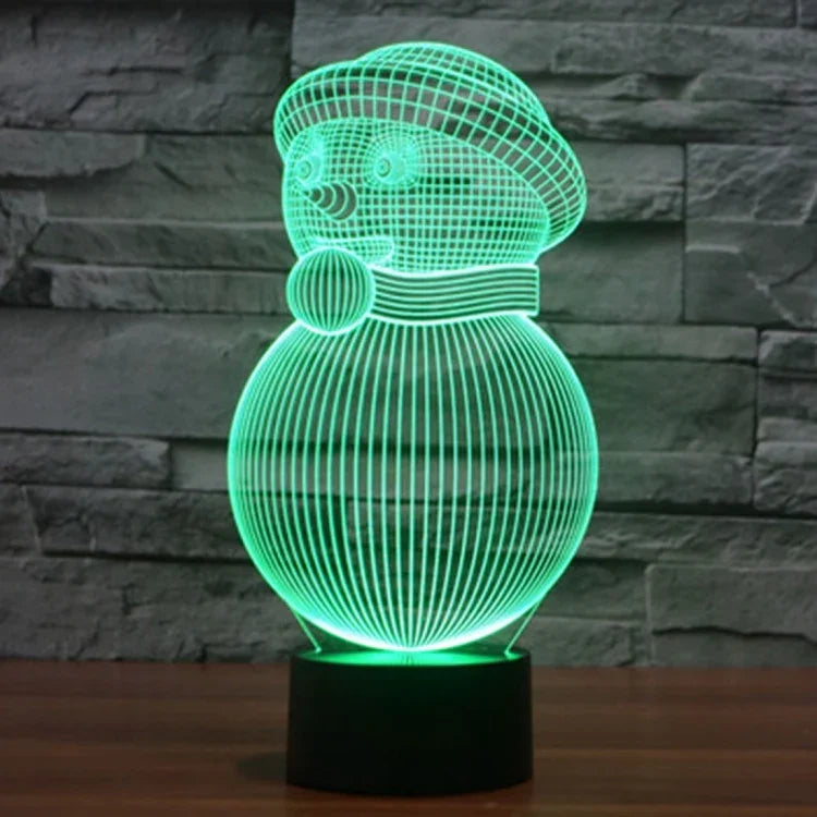 7 Farb-Verfärbung Kreative Visuelle Stereo Lampe Schreibtischlampe Nachtlicht, Schneemann-Stil