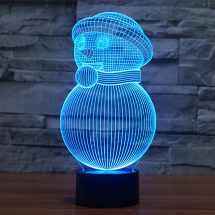 7 Farb-Verfärbung Kreative Visuelle Stereo Lampe Schreibtischlampe Nachtlicht, Schneemann-Stil