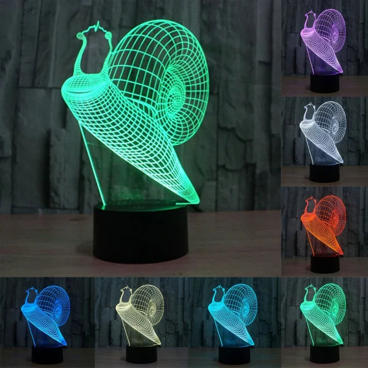 7 Farben Verfärbung Kreative Visuelle Stereo-Lampe Schreibtischlampe Nachtlicht, Schnecken-Stil