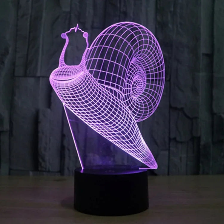 7 Farben Verfärbung Kreative Visuelle Stereo-Lampe Schreibtischlampe Nachtlicht, Schnecken-Stil