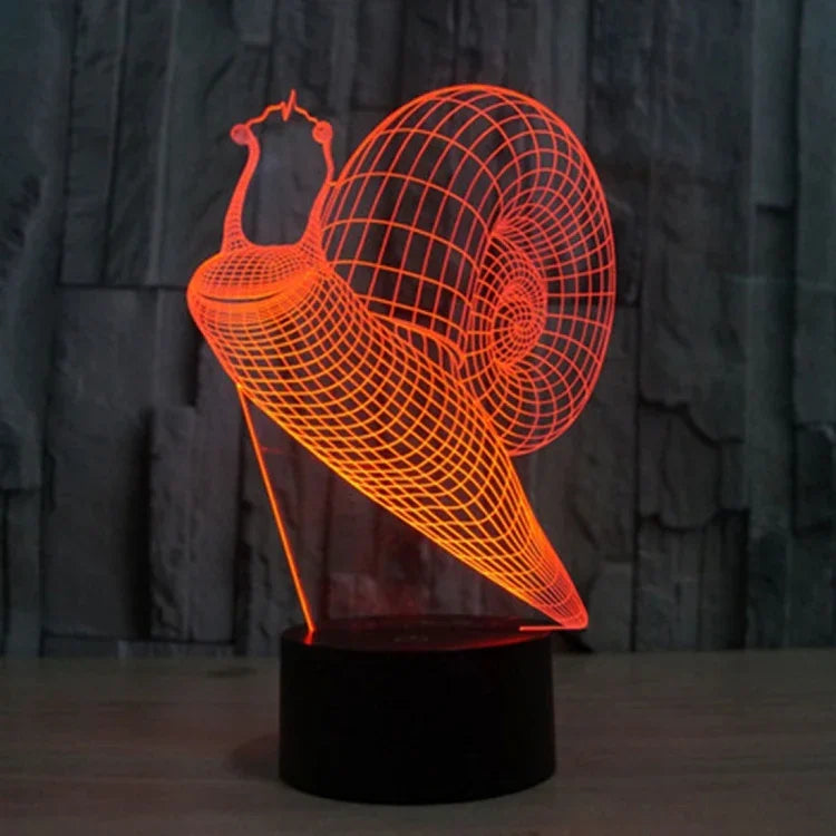 7 Farben Verfärbung Kreative Visuelle Stereo-Lampe Schreibtischlampe Nachtlicht, Schnecken-Stil