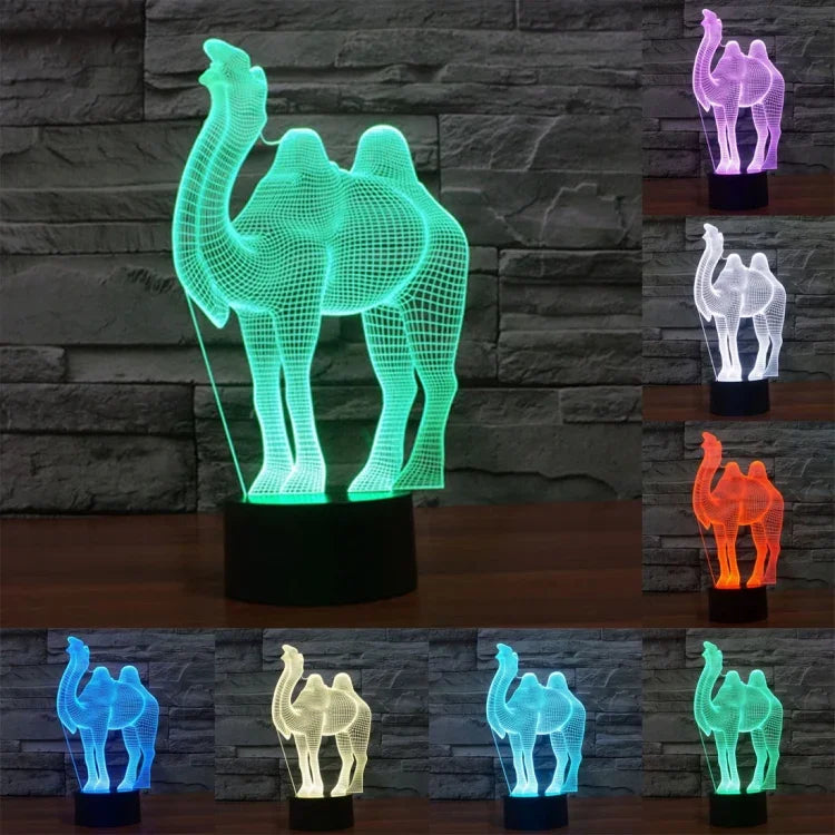 7 Farben Verfärbung Kreative Visuelle Stereo Lampe Schreibtischlampe Nachtlicht, Kamel-Stil