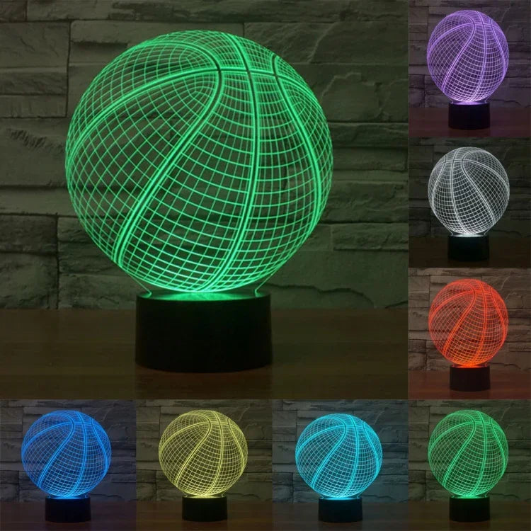 7 Farbige Verfärbung Kreative Visuelle Stereo Lampe Schreibtischlampe Nachtlicht, Basketball-Stil