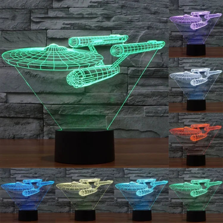 7 Farben Verfärbung Kreative Visuelle Stereo Lampe Schreibtischlampe Nachtlicht, Star Trek Schlachtschiff-Stil