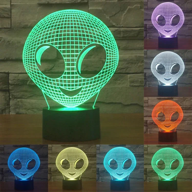 7-Farben-Verfärbung Kreative Visuelle Stereo-Lampe Schreibtischlampe Nachtlicht, Alien-Stil