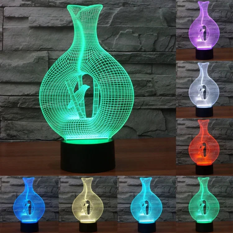 7 Farbige Verfärbung Kreative Visuelle Stereo Lampe Schreibtischlampe Nachtlicht, Vogel im Käfig Stil