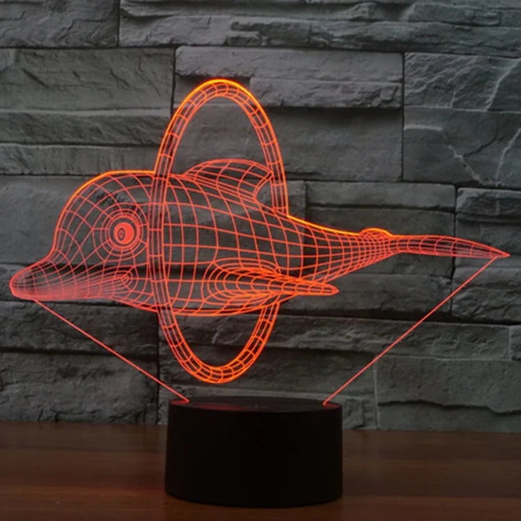 7 Farbige Verfärbung Kreative Visuelle Stereo Lampe Schreibtischlampe Nachtlicht, Delfinsprung-Stil