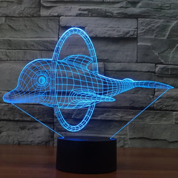 7 Farbige Verfärbung Kreative Visuelle Stereo Lampe Schreibtischlampe Nachtlicht, Delfinsprung-Stil