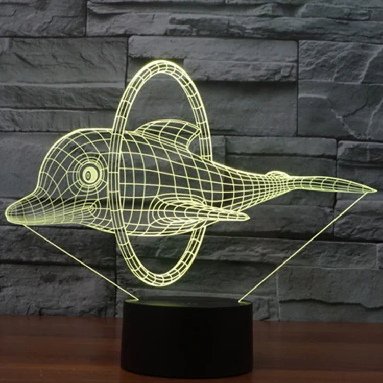 7 Farbige Verfärbung Kreative Visuelle Stereo Lampe Schreibtischlampe Nachtlicht, Delfinsprung-Stil