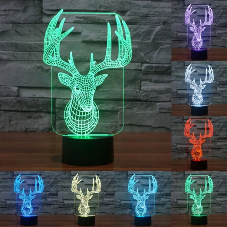7-Farben-Farbwechsel Kreative Visuelle Stereo Lampe Schreibtischlampe Nachtlicht, Elaphurus Davidianus Stil