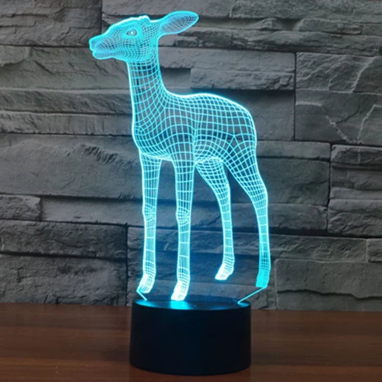 7 Farben Verfärbung Kreative Visuelle Stereo Lampe Schreibtischlampe Nachtlicht, Hirsch-Stil