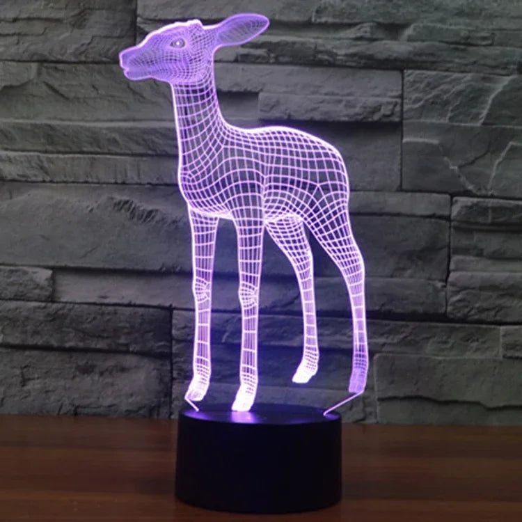 7 Farben Verfärbung Kreative Visuelle Stereo Lampe Schreibtischlampe Nachtlicht, Hirsch-Stil