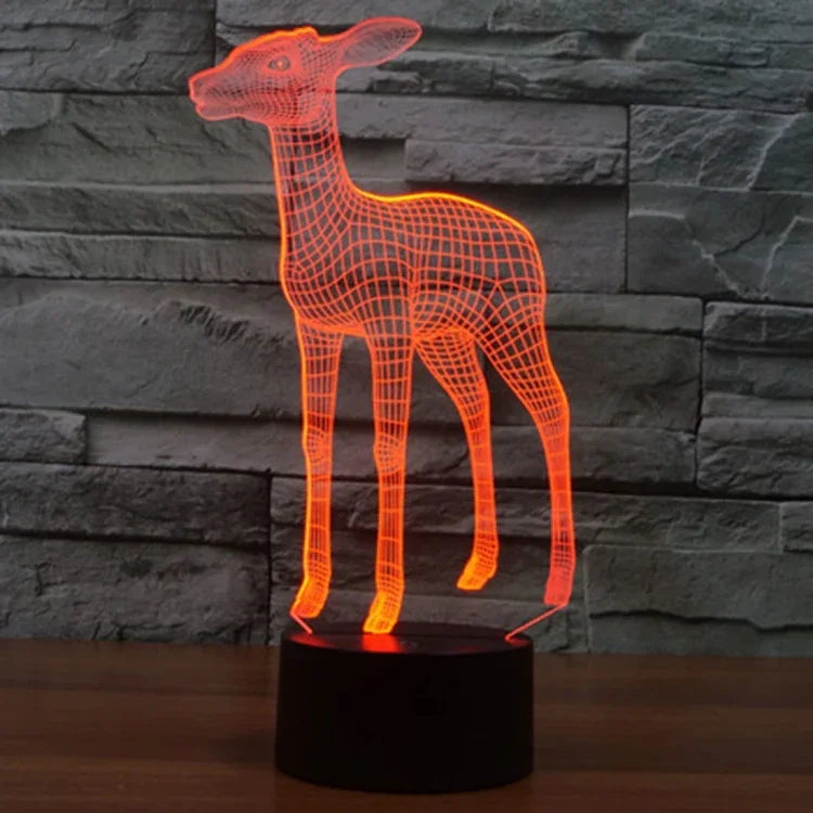 7 Farben Verfärbung Kreative Visuelle Stereo Lampe Schreibtischlampe Nachtlicht, Hirsch-Stil