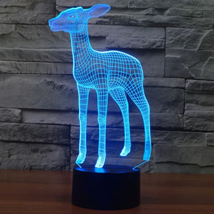 7 Farben Verfärbung Kreative Visuelle Stereo Lampe Schreibtischlampe Nachtlicht, Hirsch-Stil
