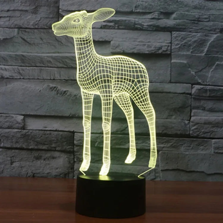 7 Farben Verfärbung Kreative Visuelle Stereo Lampe Schreibtischlampe Nachtlicht, Hirsch-Stil