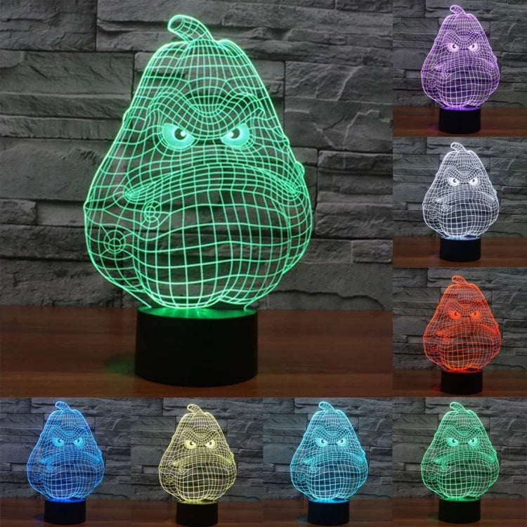 7 Farb-Verfärbungs-Kreativ-Visuelle-Stereo-Lampe, Schreibtischlampe, Nachtlicht, Weißer Kürbis-Stil