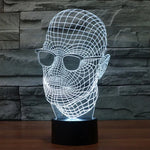 7-Farben-Verfärbung Kreative visuelle Stereo-Schreibtischlampe Nachtlicht, Produktgröße: 23,6 x 14,0 x 8,7 cm, Stil Mann mit Brille
