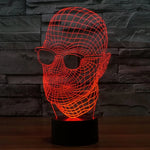 7-Farben-Verfärbung Kreative visuelle Stereo-Schreibtischlampe Nachtlicht, Produktgröße: 23,6 x 14,0 x 8,7 cm, Stil Mann mit Brille