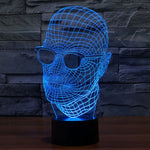7-Farben-Verfärbung Kreative visuelle Stereo-Schreibtischlampe Nachtlicht, Produktgröße: 23,6 x 14,0 x 8,7 cm, Stil Mann mit Brille
