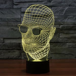 7-Farben-Verfärbung Kreative visuelle Stereo-Schreibtischlampe Nachtlicht, Produktgröße: 23,6 x 14,0 x 8,7 cm, Stil Mann mit Brille