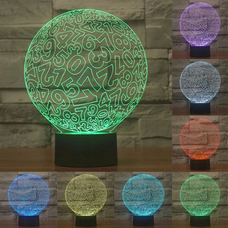 7-Farben-Verfärbungs-kreative visuelle Stereo-Lampe Schreibtischlampe Nachtlicht, Zahlen-Stil