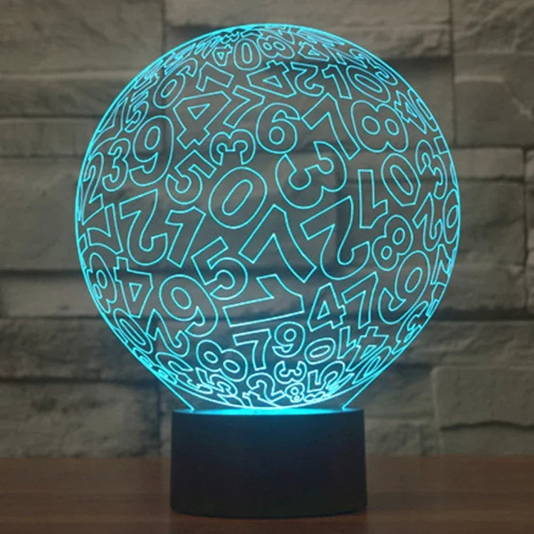7-Farben-Verfärbungs-kreative visuelle Stereo-Lampe Schreibtischlampe Nachtlicht, Zahlen-Stil