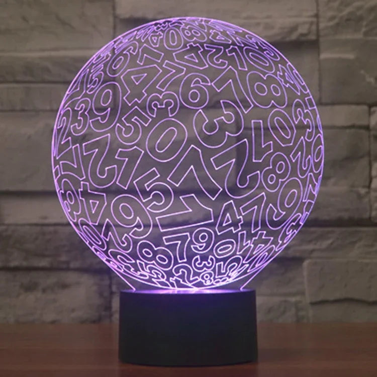 7-Farben-Verfärbungs-kreative visuelle Stereo-Lampe Schreibtischlampe Nachtlicht, Zahlen-Stil