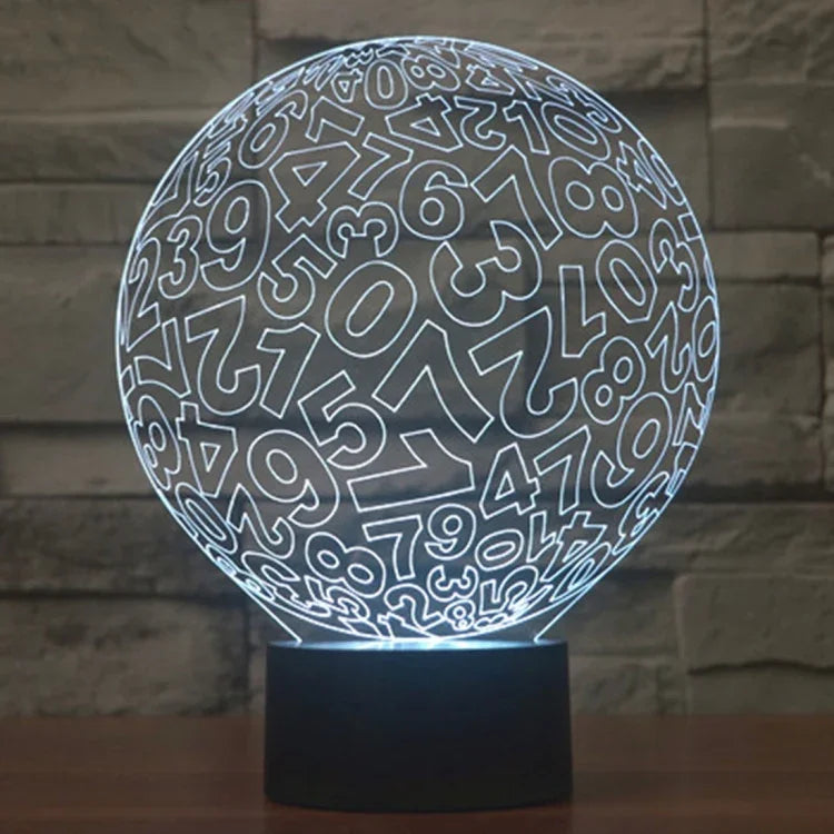 7-Farben-Verfärbungs-kreative visuelle Stereo-Lampe Schreibtischlampe Nachtlicht, Zahlen-Stil