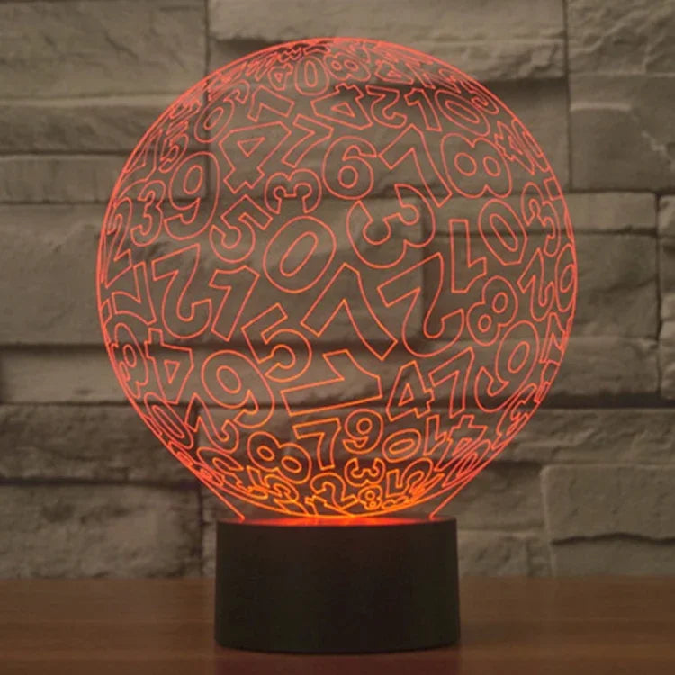 7-Farben-Verfärbungs-kreative visuelle Stereo-Lampe Schreibtischlampe Nachtlicht, Zahlen-Stil