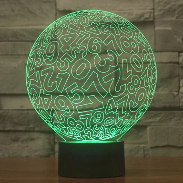 7-Farben-Verfärbungs-kreative visuelle Stereo-Lampe Schreibtischlampe Nachtlicht, Zahlen-Stil