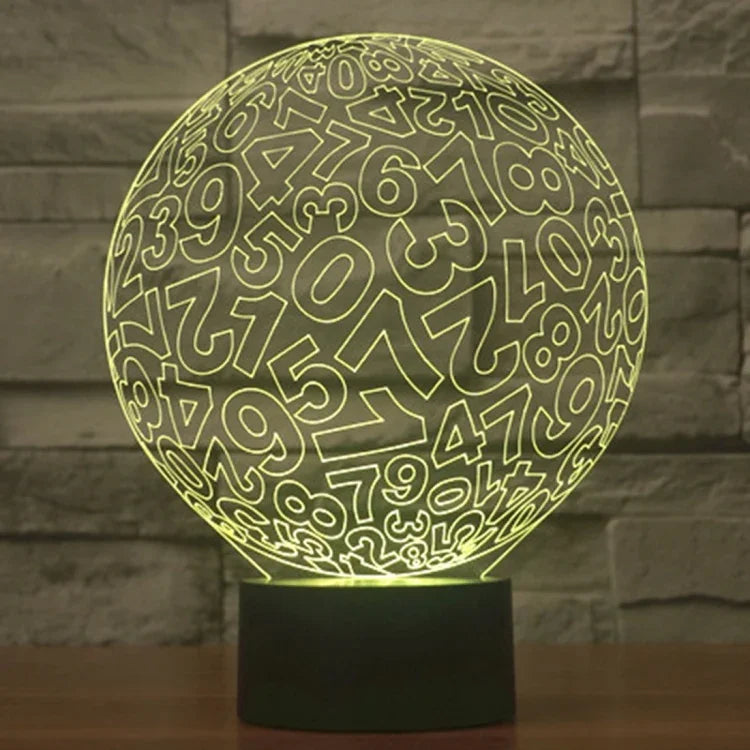 7-Farben-Verfärbungs-kreative visuelle Stereo-Lampe Schreibtischlampe Nachtlicht, Zahlen-Stil