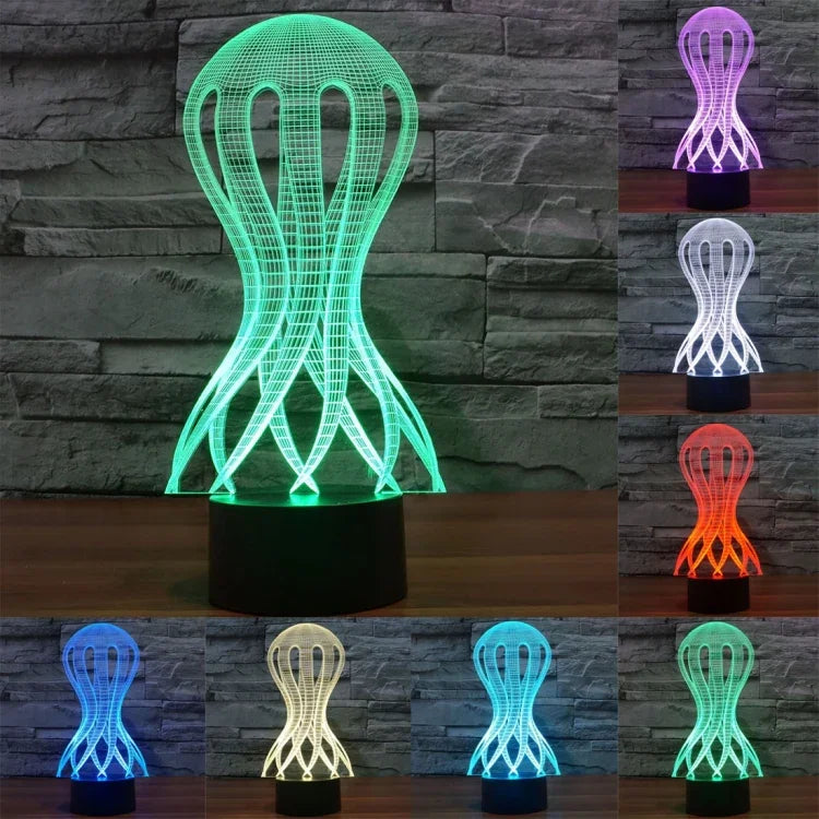 7 Farben Verfärbung Kreative Visuelle Stereo Lampe Schreibtischlampe Nachtlicht, Qualle Stil