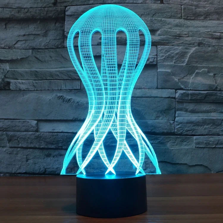 7 Farben Verfärbung Kreative Visuelle Stereo Lampe Schreibtischlampe Nachtlicht, Qualle Stil