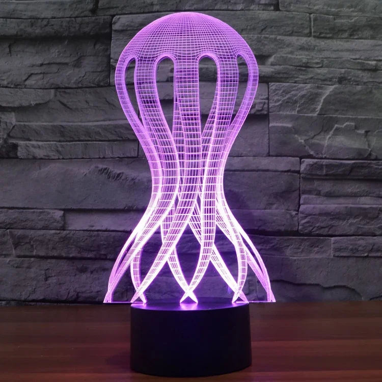 7 Farben Verfärbung Kreative Visuelle Stereo Lampe Schreibtischlampe Nachtlicht, Qualle Stil