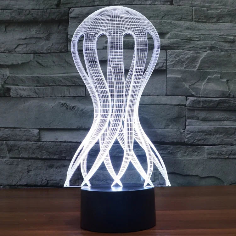 7 Farben Verfärbung Kreative Visuelle Stereo Lampe Schreibtischlampe Nachtlicht, Qualle Stil