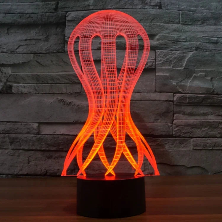 7 Farben Verfärbung Kreative Visuelle Stereo Lampe Schreibtischlampe Nachtlicht, Qualle Stil