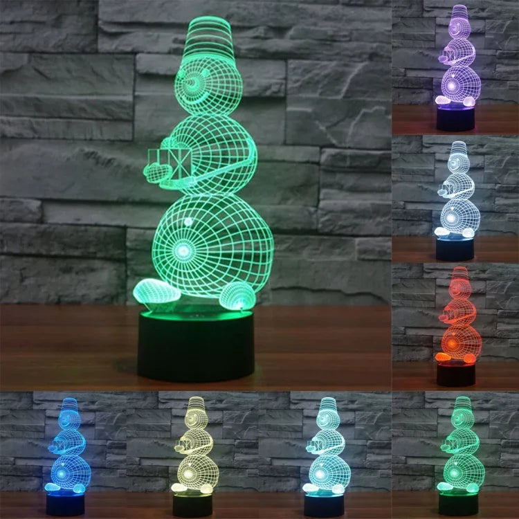 7 Farbige Verfärbung Kreative Visuelle Stereo Lampe Schreibtischlampe Nachtlicht, Schneemann Stil Modell 2