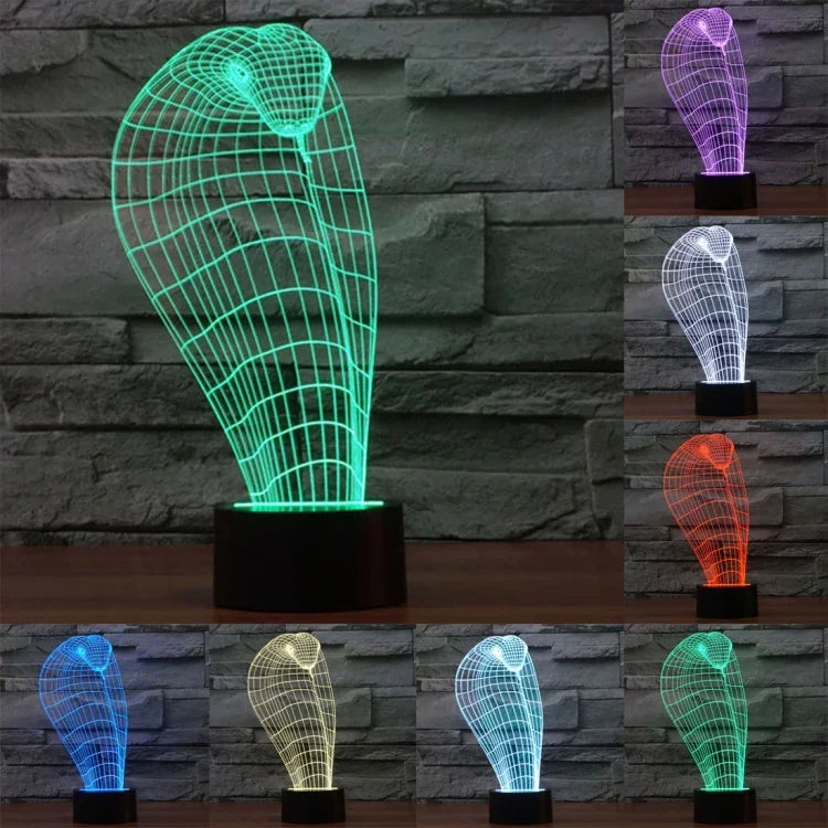 7 Farben Verfärbung Kreative Visuelle Stereo Lampe Schreibtischlampe Nachtlicht, Kobra-Stil