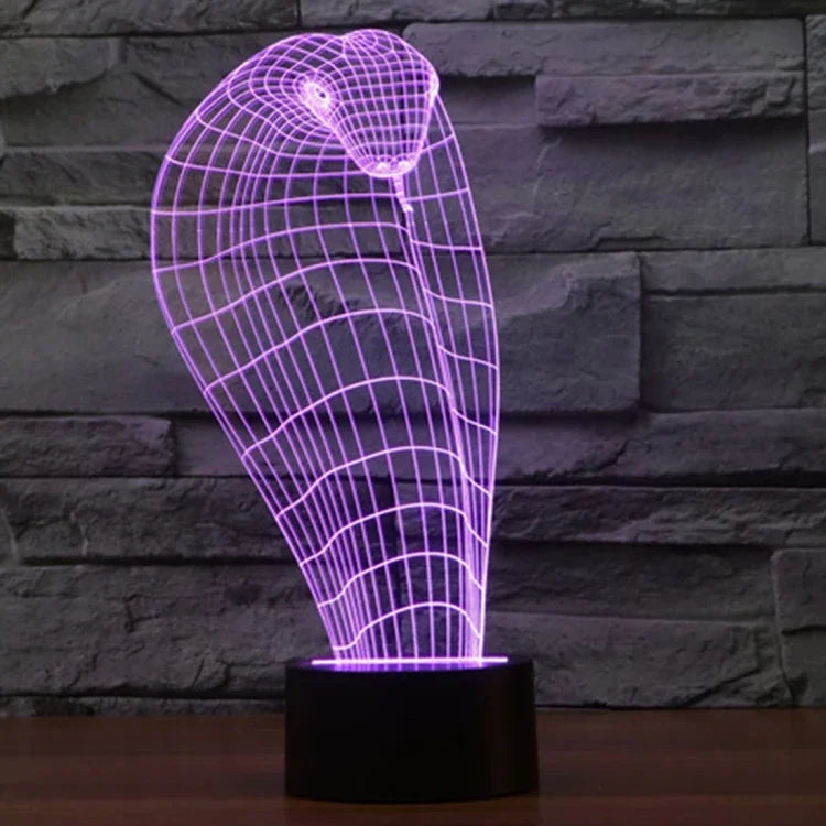 7 Farben Verfärbung Kreative Visuelle Stereo Lampe Schreibtischlampe Nachtlicht, Kobra-Stil