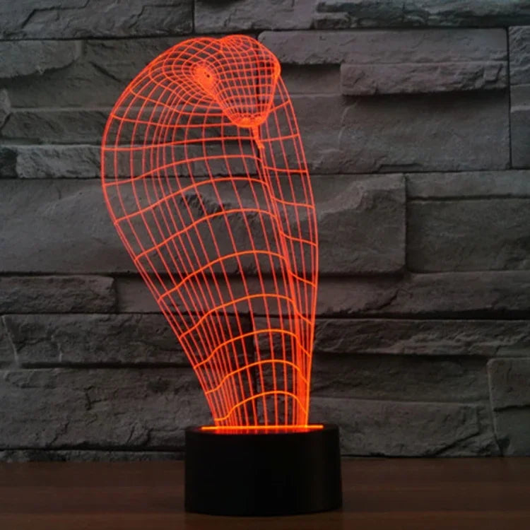 7 Farben Verfärbung Kreative Visuelle Stereo Lampe Schreibtischlampe Nachtlicht, Kobra-Stil