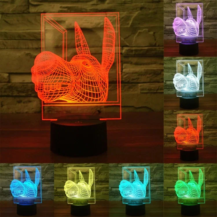 7 Farbige Verfärbung Kreative Visuelle Stereo Lampe Schreibtischlampe Nachtlicht, Esel Form
