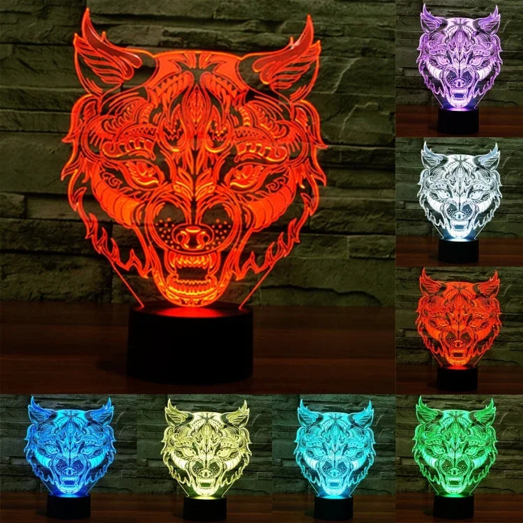7 Farbige Verfärbung Kreative Visuelle Stereo Lampe Schreibtischlampe Nachtlicht, Leopardenform