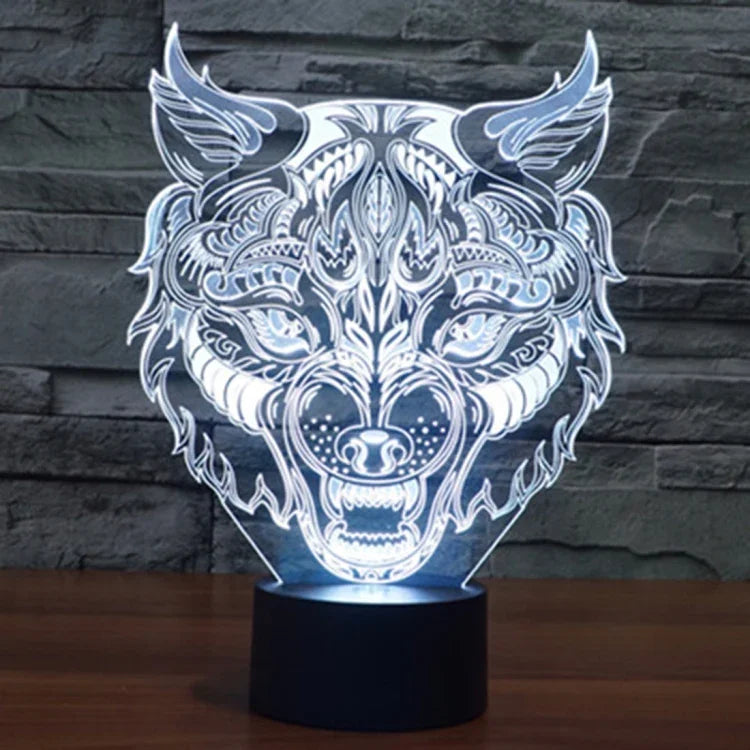 7 Farbige Verfärbung Kreative Visuelle Stereo Lampe Schreibtischlampe Nachtlicht, Leopardenform