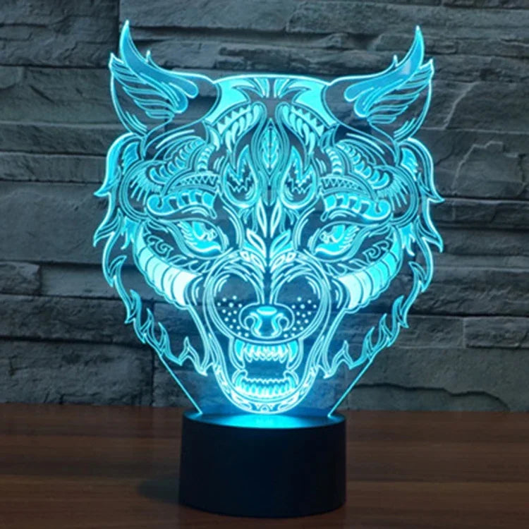 7 Farbige Verfärbung Kreative Visuelle Stereo Lampe Schreibtischlampe Nachtlicht, Leopardenform