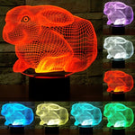 7 Farben Verfärbung Kreative Visuelle Stereo Lampe Schreibtischlampe Nachtlicht, Hasenform